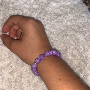 Purple and silver bracelet with elastic ish band